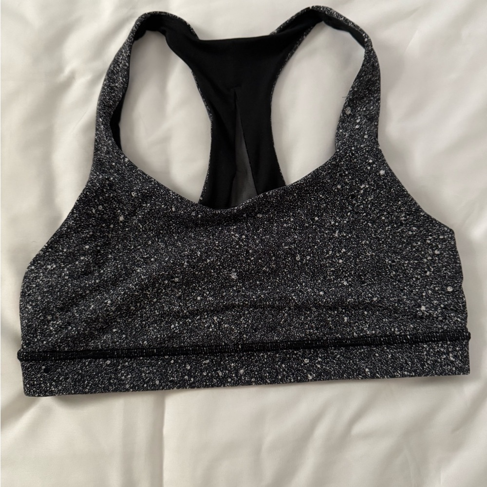 Black and White Speckled Lululemon Sports Bra